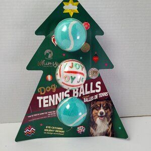 Dog Tennis Balls Set of 3 WHIMSY Holiday Design Turquoise Novelty Fur-Baby Gift!